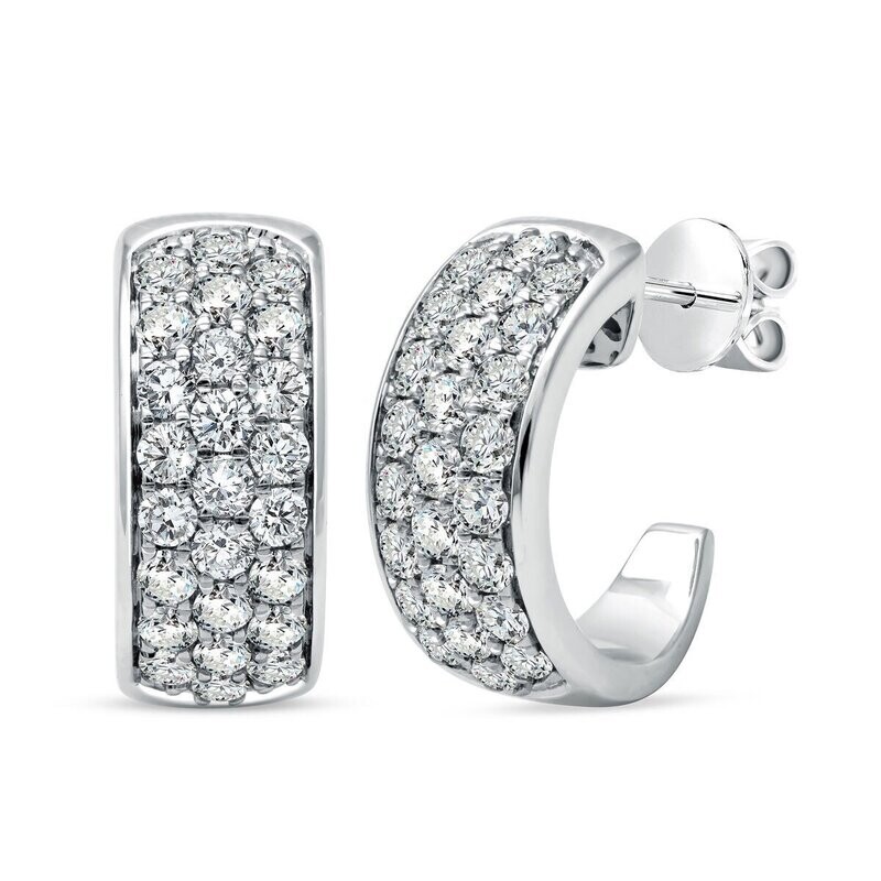 1.50ctw Round Brilliant Cut Diamond Hoop Earrings, 14ct White Gold 1.50ctw Round Brilliant Cut Diamond Hoop Earrings, 14ct White Gold