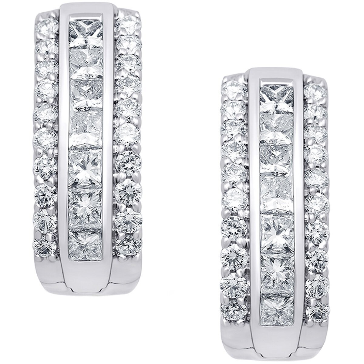 0.70ctw Round Brilliant Cut Diamond Hoop Earrings, 14ct White Gold