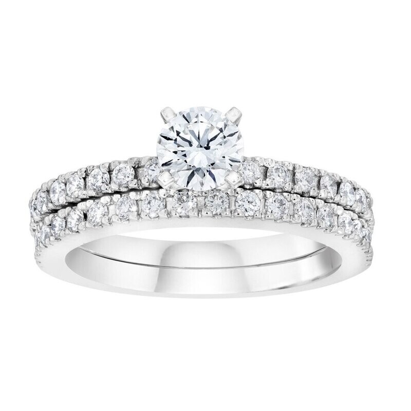 1.40ctw Round Brilliant Cut Diamond Wedding Ring Set, Platinum 1.40ctw Round Brilliant Cut Diamond Wedding Ring Set, Platinum