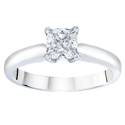 1.00ct Cushion Cut Diamond Solitaire Ring, Platinum