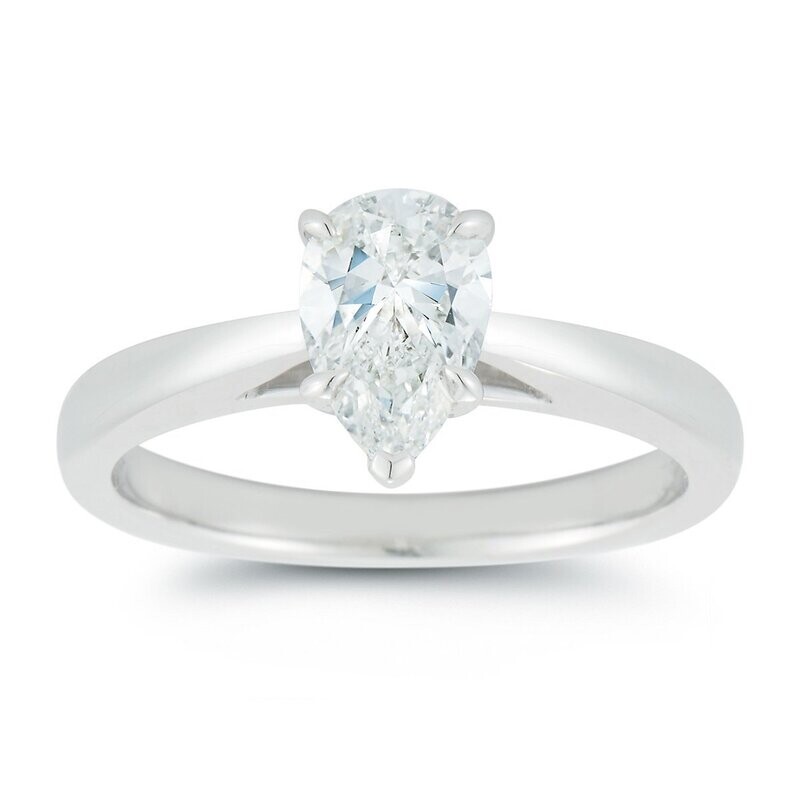 1.0ct Pear Cut Diamond Solitaire Ring, Platinum 1.0ct Pear Cut Diamond Solitaire Ring, Platinum