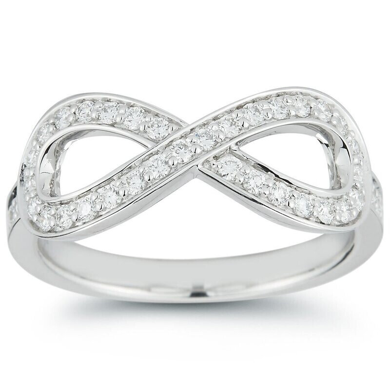 0.36ctw Round Brilliant Cut Diamond Infinity Ring, 18ct White Gold 0.36ctw Round Brilliant Cut Diamond Infinity Ring, 18ct White Gold