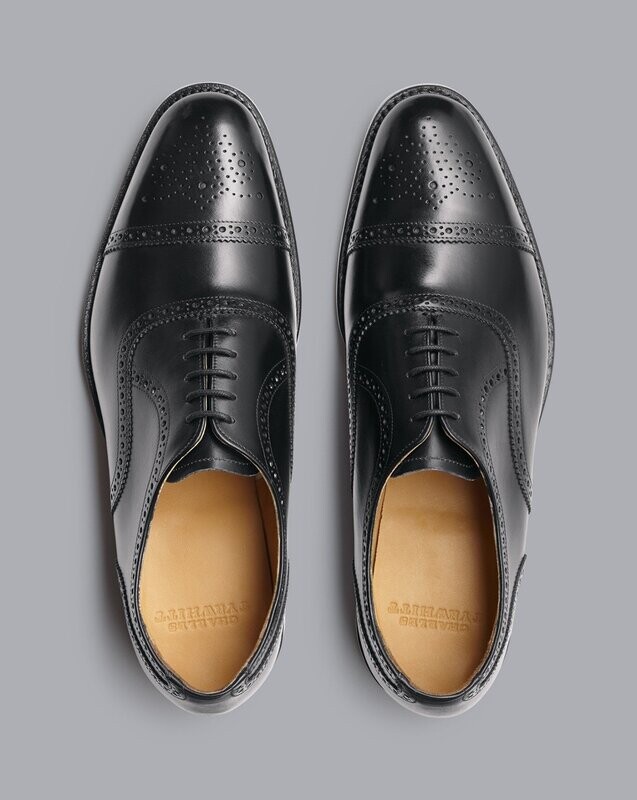 Leather Oxford Brogue Shoes - Black