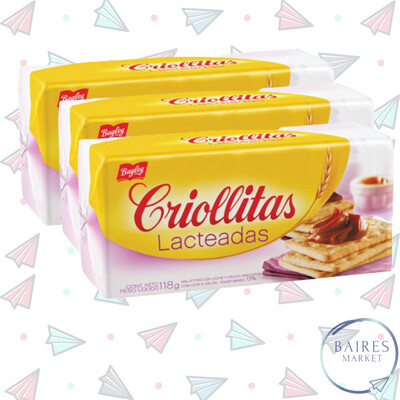 Galletas Crackers, Lacteadas con Leche y Calcio, Criollitas, Pack 3 un. 354 g / 12,49 oz