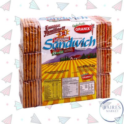 Galletas Crackers, Sandwich, Granix Pack 3 un / 600 g / 21,16 oz