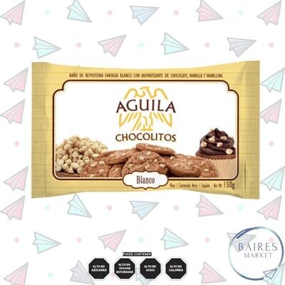 Cobertura Chocolate Semiamargo con Chips de Chocolate Blanco, Chocolitos, Aguila, 150 g / 5,29 oz