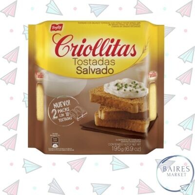 Tostadas Salvado, Criollitas, 195 g / 6,88 oz