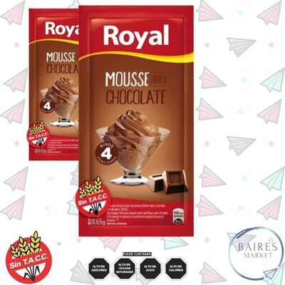 Mousse Sabor Chocolate, Royal, Sin Tacc, 130 g / 4,59 oz x 2 u