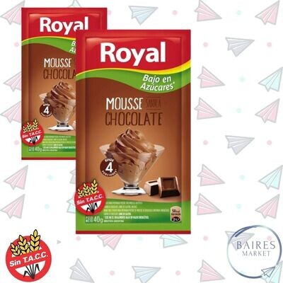 Mousse Sabor Chocolate, Light, Royal, Sin Tacc, 86 g / 3,03 oz x 2 u