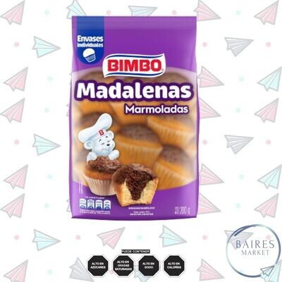 Madalenas Marmoladas, Sabor Vainilla y Chocolate, Bimbo, 200 g / 7,05 oz