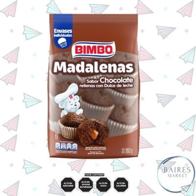 Madalenas Sabor Chocolate Rellenas con Dulce de Leche, Bimbo, 180 g / 6,35 oz