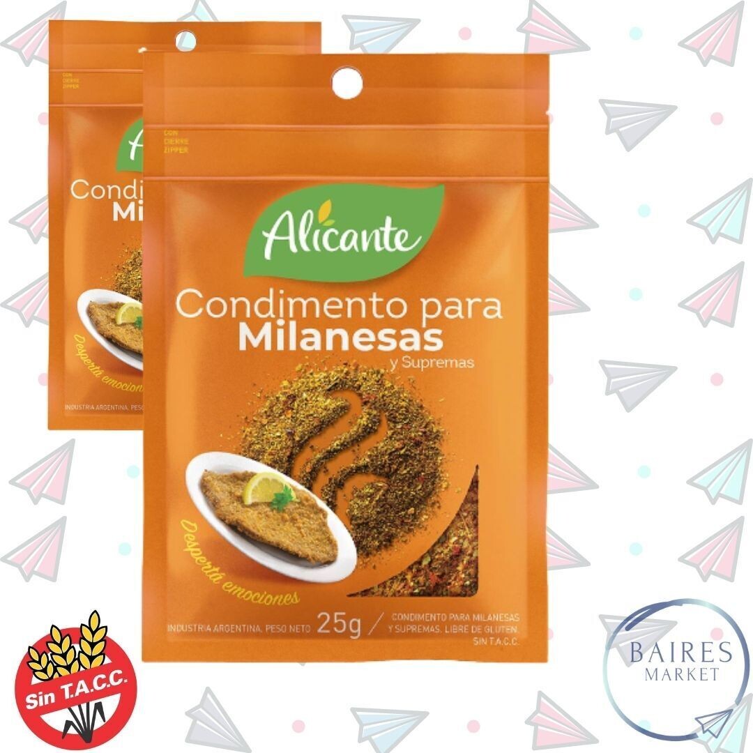 Condimento Para Milanesas, Alicante, 25 g / 1,76 oz x 2 u