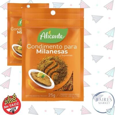Condimento Para Milanesas, Alicante, 25 g / 1,76 oz x 2 u
