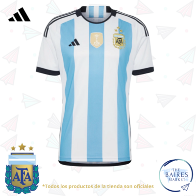 Remera Argentina Titular Sin Estampa Version Hincha Hombre Oficial Adidas 2023