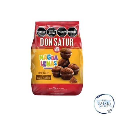 Madalenas Sabor Chocolate Rellenas de Dulce de Leche Don Satur 200 g