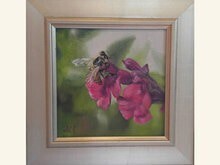 Bee Tenacious 6x6 Oil on Linen by Sonja A Kever Bee Tenacious 6x6 Oil on Linen by Sonja A Kever