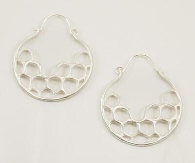 Half Moon Hoop Earring- Sterling Silver Half Moon Hoop Earring- Sterling Silver