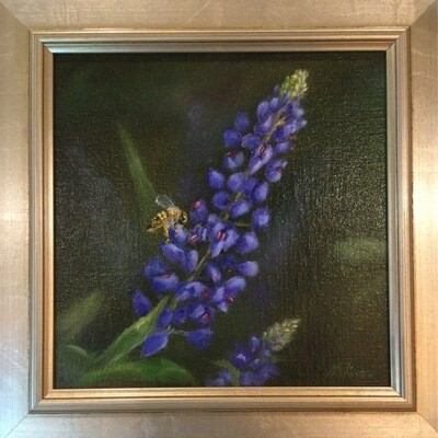 Bee on a Bluebonnet 8x8 Oil on Linen by Sonja A Kever Bee on a Bluebonnet 8x8 Oil on Linen by Sonja A Kever