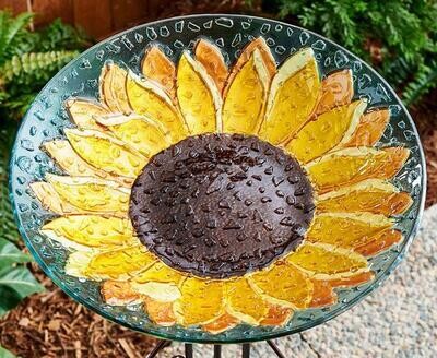Bird Bath - Sunflower Crushed Glass Look