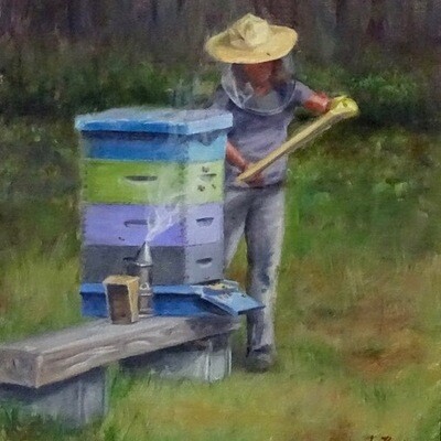 'The Bee Keeper' 14x11 Oil Painting by Sonja A Kever