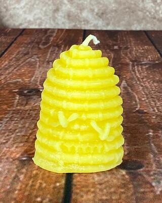 Skep w/ Bees Beeswax Candle - Medium