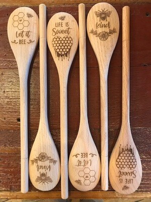 Wooden Bee Spoon with Inscription