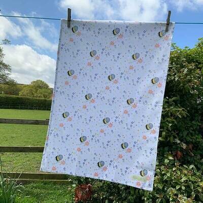 Bees and Flowers Tea Towel