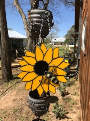 Bee on Sunflower Stained Glass