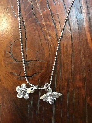 Bee and Flower Charm Necklace
