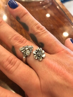 Bee and Flower Adjustable Ring