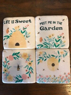 Bee and Flower Coaster set