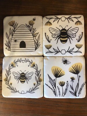 Bee & Floral Coaster Set