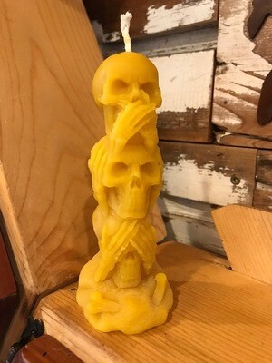 See No Evil Skull Stack Beeswax Candle