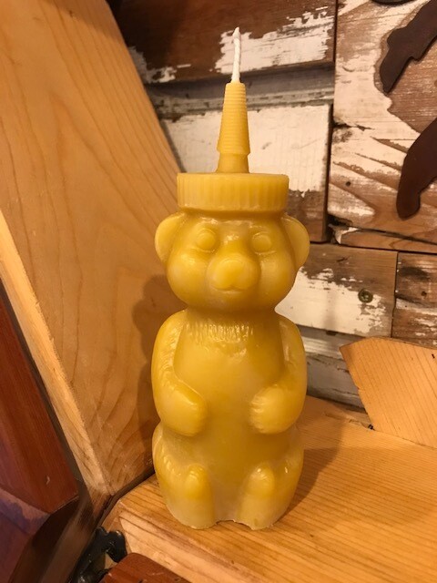 Honey Bear Bottle Beeswax Candle
