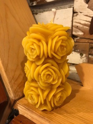 Rose Pillar Beeswax Candle