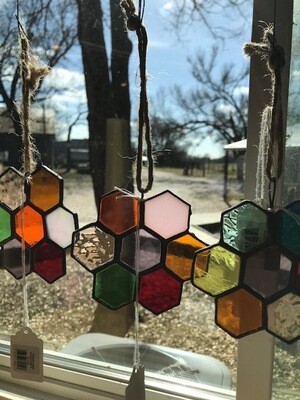  Stained glass honeycomb ornament large