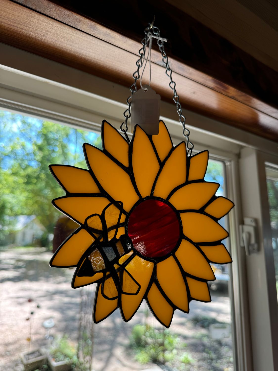 Bee on Sunflower Stained Glass