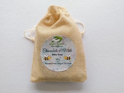 Organic Kreations Chamomile &amp; Milk Natural Kids Soap - Handmade Vegan Organic Kids Soap Bar for Calming &amp; Softening