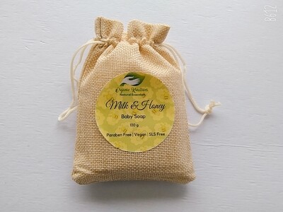 Organic Kreations Milk &amp; Honey Natural Kids Soap - Handmade Vegan Organic Kids Soap Bar for Skin softening &amp; moisturizing