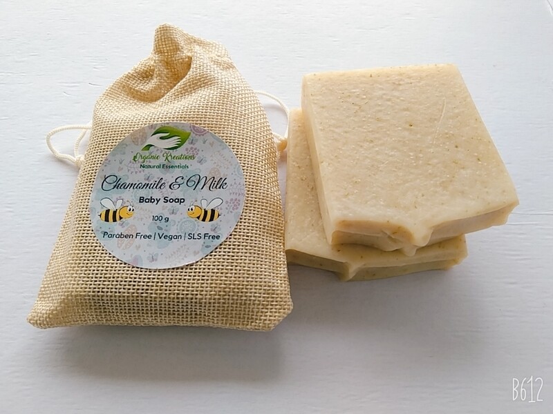 Organic Kreations Chamomile &amp; Milk Natural Kids Soap - Handmade Vegan Organic Kids Soap Bar for Calming &amp; Softening