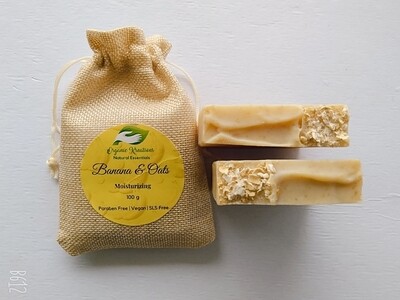 Organic Kreations Banana &amp; Oats Natural Organic Soap, Handmade, Vegan organic Soap Bar for Cleansing, Moisturizing &amp; Soft skin