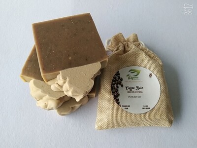 Organic Kreations Coffee Latte Natural Organic Soap, Handmade, Vegan organic Soap Bar for Acne, Skin brightening &amp; anti-ageing, pure coffee color