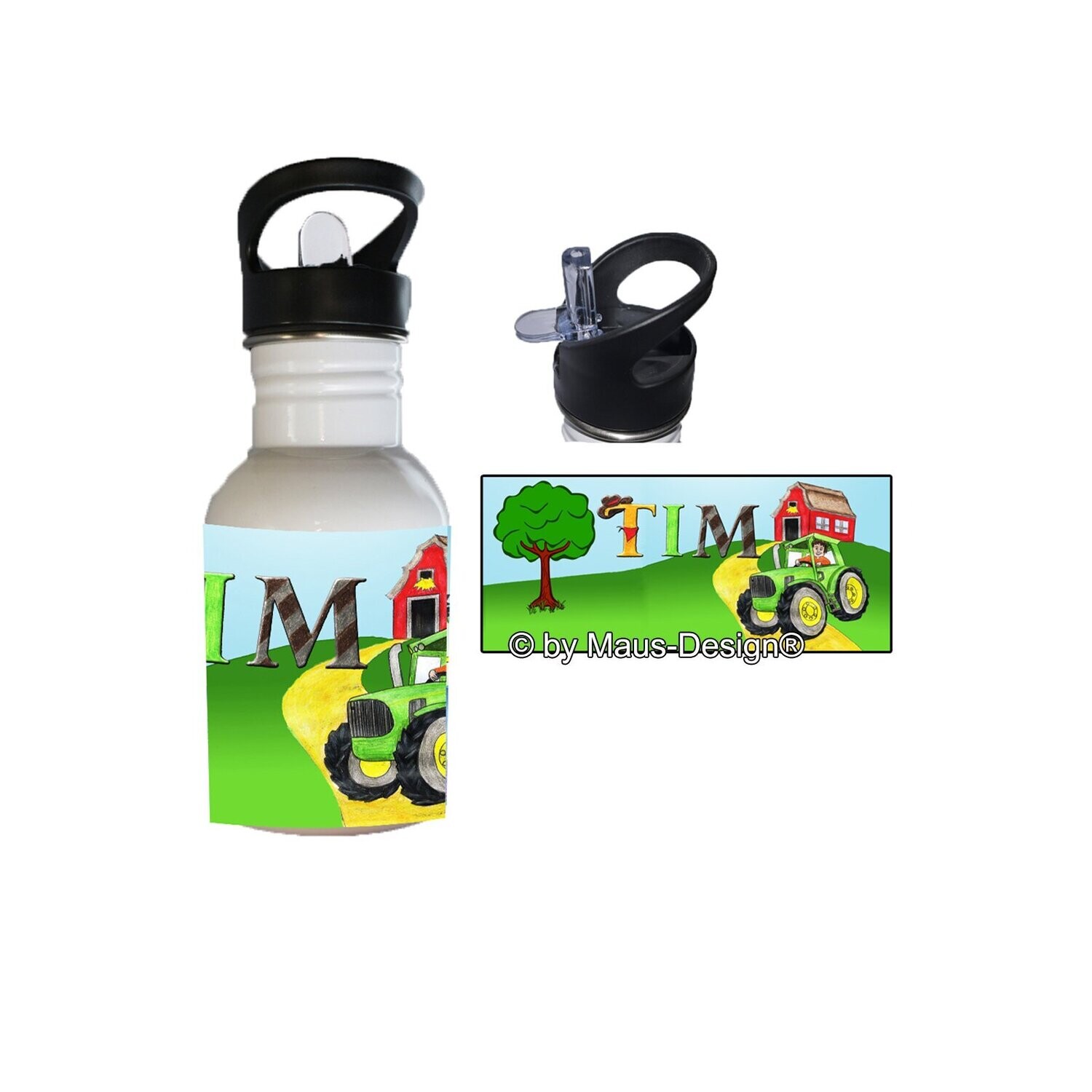 Traktor Edelstahl Trinkflasche