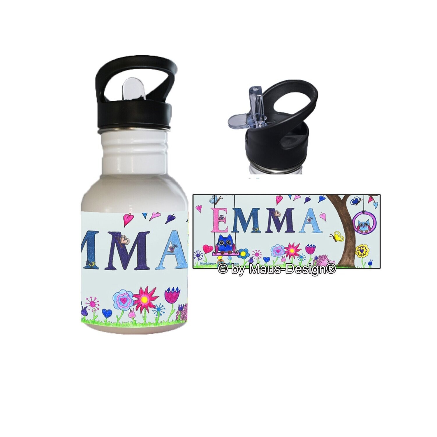 Eule Edelstahl Trinkflasche