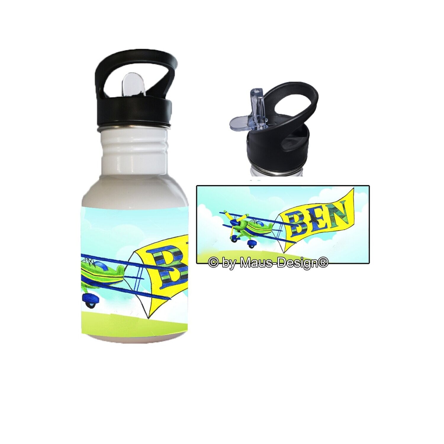 Flugzeug Edelstahl Trinkflasche