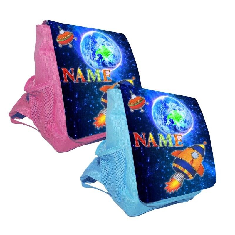 Rakete Kindergartenrucksack "Kindergartenrucksack mit Raketen-Motiv und Sternenhimmel. Perfekt für Weltraum-Fans."