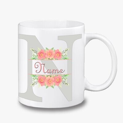 Tasse mit Name Blumen - 13 verschiedene Farben