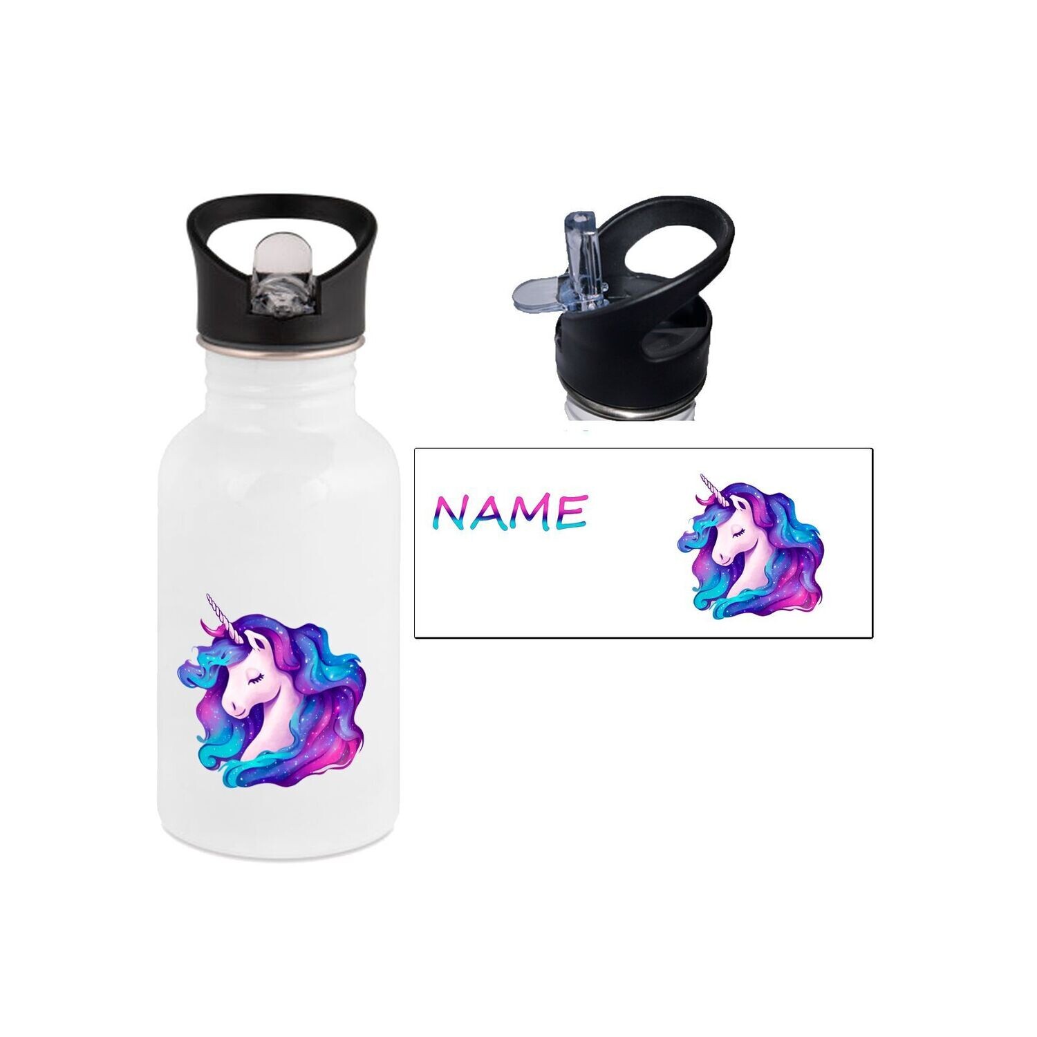 Galaxy Einhorn Edelstahl Trinkflasche