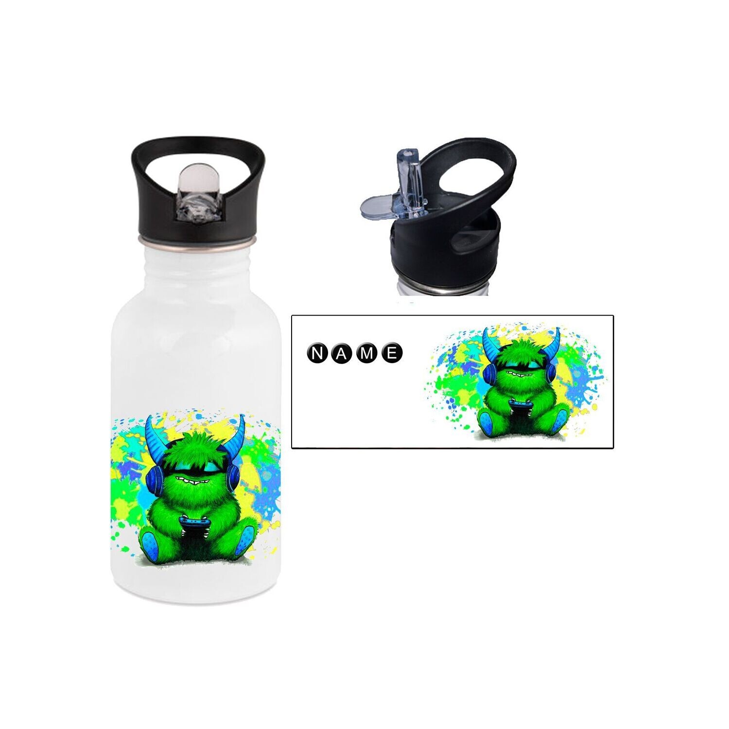 Zocker-Monster Edelstahl Trinkflasche