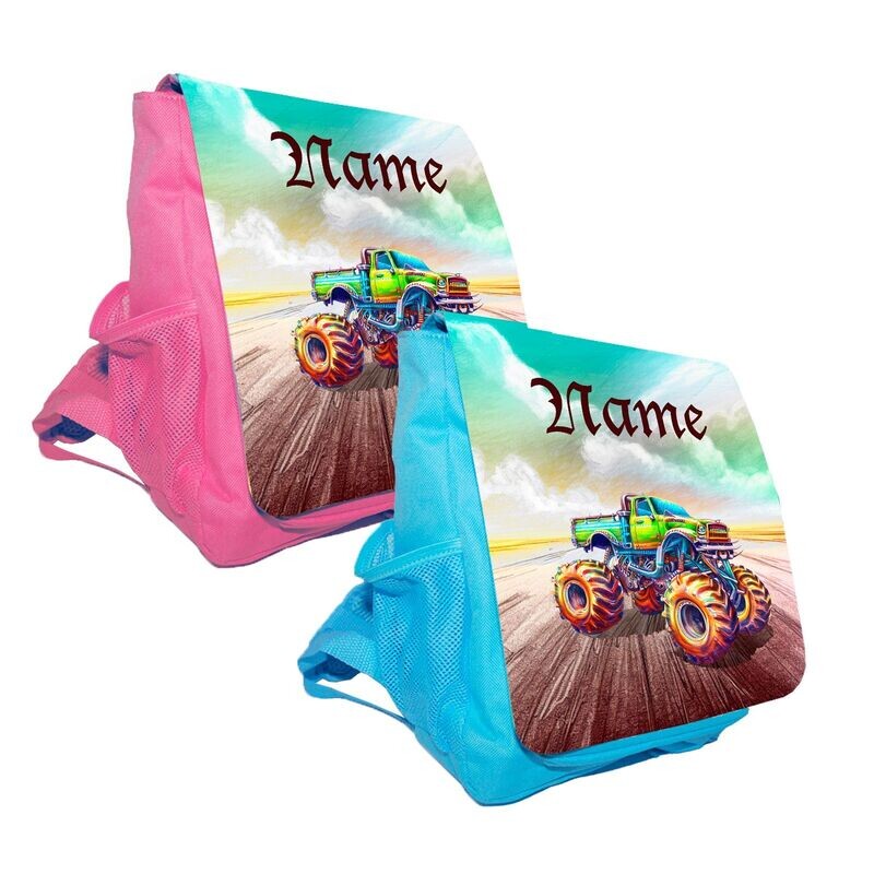 Monstertruck Kindergartenrucksack "Kindergartenrucksack mit riesigem Monstertruck im Schlamm. Ideal für Action-Fans."